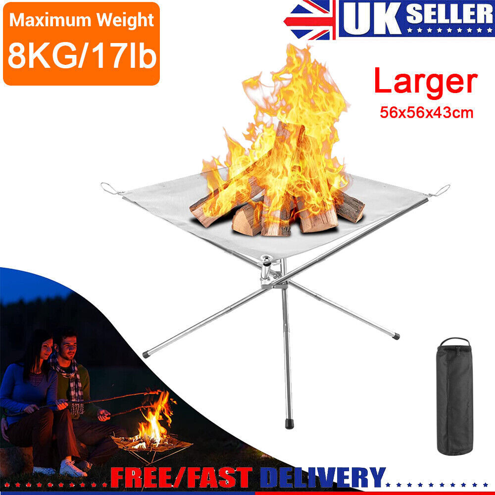 Folding Portable Fire Pit Mesh Fire Pit Bonfire Stand Outdoor Camping Patio UK