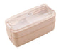 Square Double Three-layer Wheat Straw Fiber Plastic Lunch Box