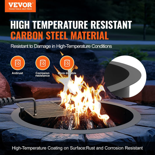 VEVOR Fire Pit Ring W BBQ Fire Ring 35 Inch Outer Steel DIY Campfire Firepit