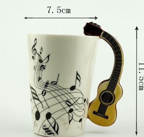 Creative Music Violin Style Guitar Ceramic Mug Coffee Tea Milk Stave Cups With Handle Coffee Mug Novelty Gifts