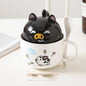 Cartoon Office Ceramic Mug With Lid Spoon