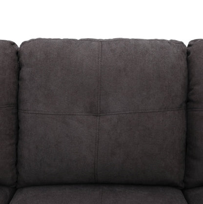 Dark Brown Flannel Living Room Sofa Set