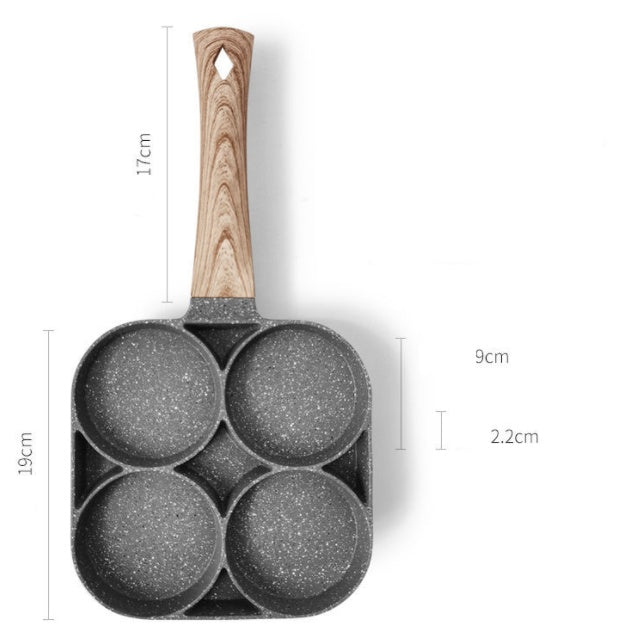 Multi Functional 4 Hole Frying Pan Non Stick Breakfast Burger Egg Pancake Maker Medical Stone Four Hole Omelet Pan