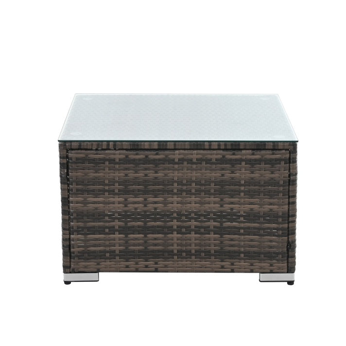 Patio Furniture, Outdoor Furniture, Seasonal PE Wicker Furniture, 4 Set Wicker Furniture With Tempered Glass Coffee Table