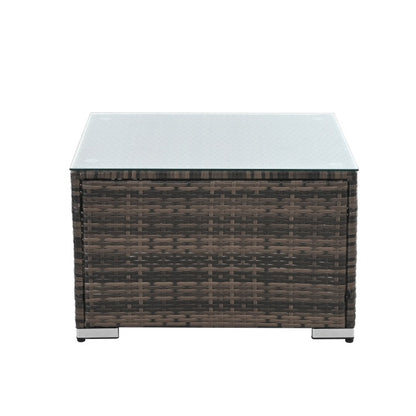 Patio Furniture, Outdoor Furniture, Seasonal PE Wicker Furniture, 4 Set Wicker Furniture With Tempered Glass Coffee Table