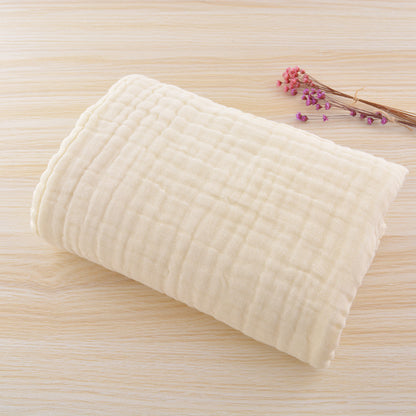 Infant color cotton quilt is covered with cotton six-layer pleated bubble yarn newborn plain blanket