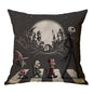 Linen Skull Halloween Pillow Cover