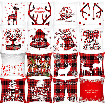 Merry Christmas Cushion Cover 45cm Elk Santa Claus Short Plush Sofa Pillow Cover Home Decor Pillowcase Christmas Decoration