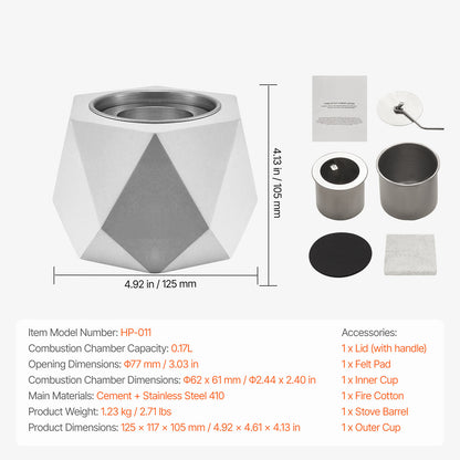 Tabletop Fire Pit Bowl Concrete Fireplace Indoor Outdoor For Patio