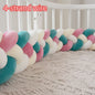 Heightening Baby Braided Crib Bumpers Knot Long Pillow Cushion Bedding Room Dector