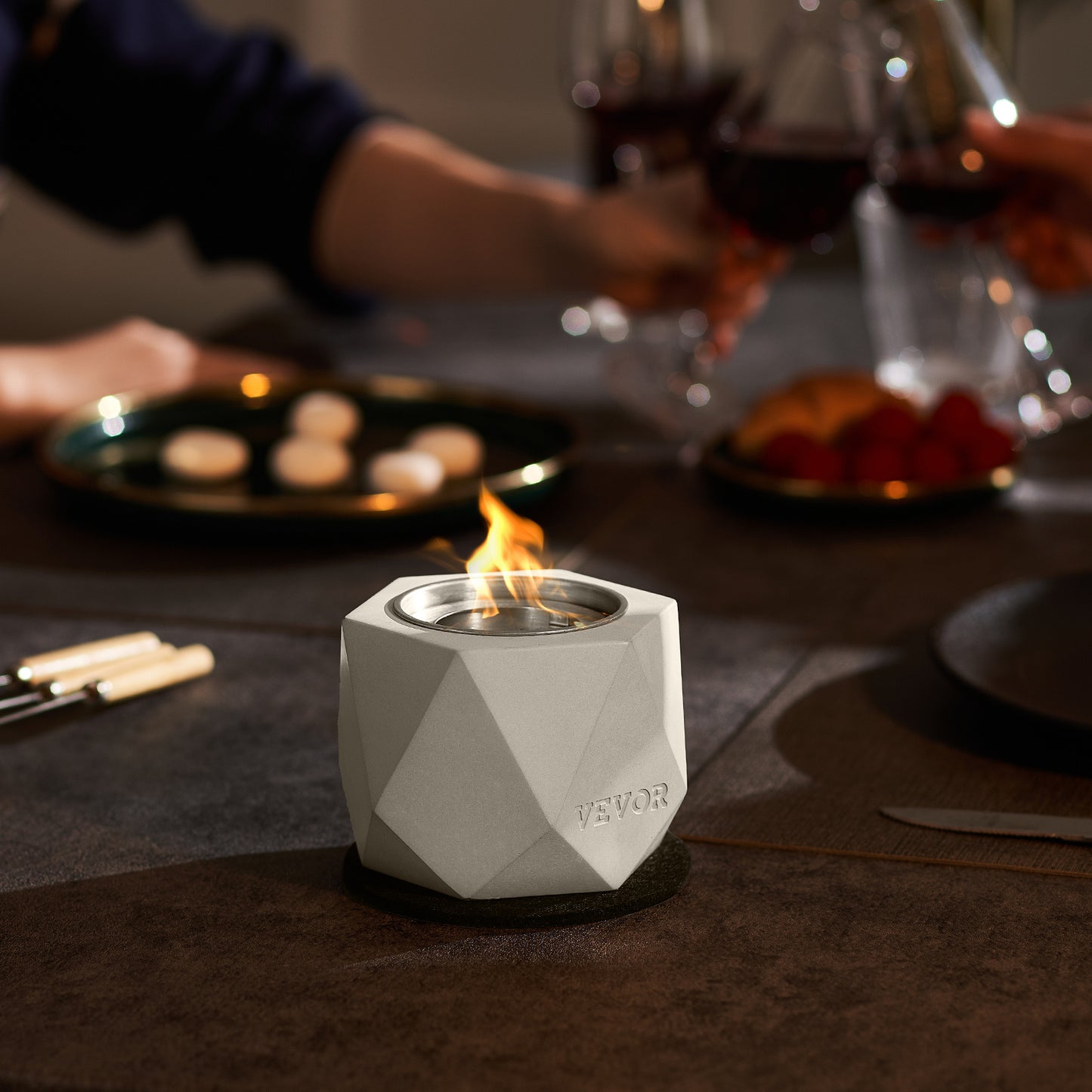 Tabletop Fire Pit Bowl Concrete Fireplace Indoor Outdoor For Patio