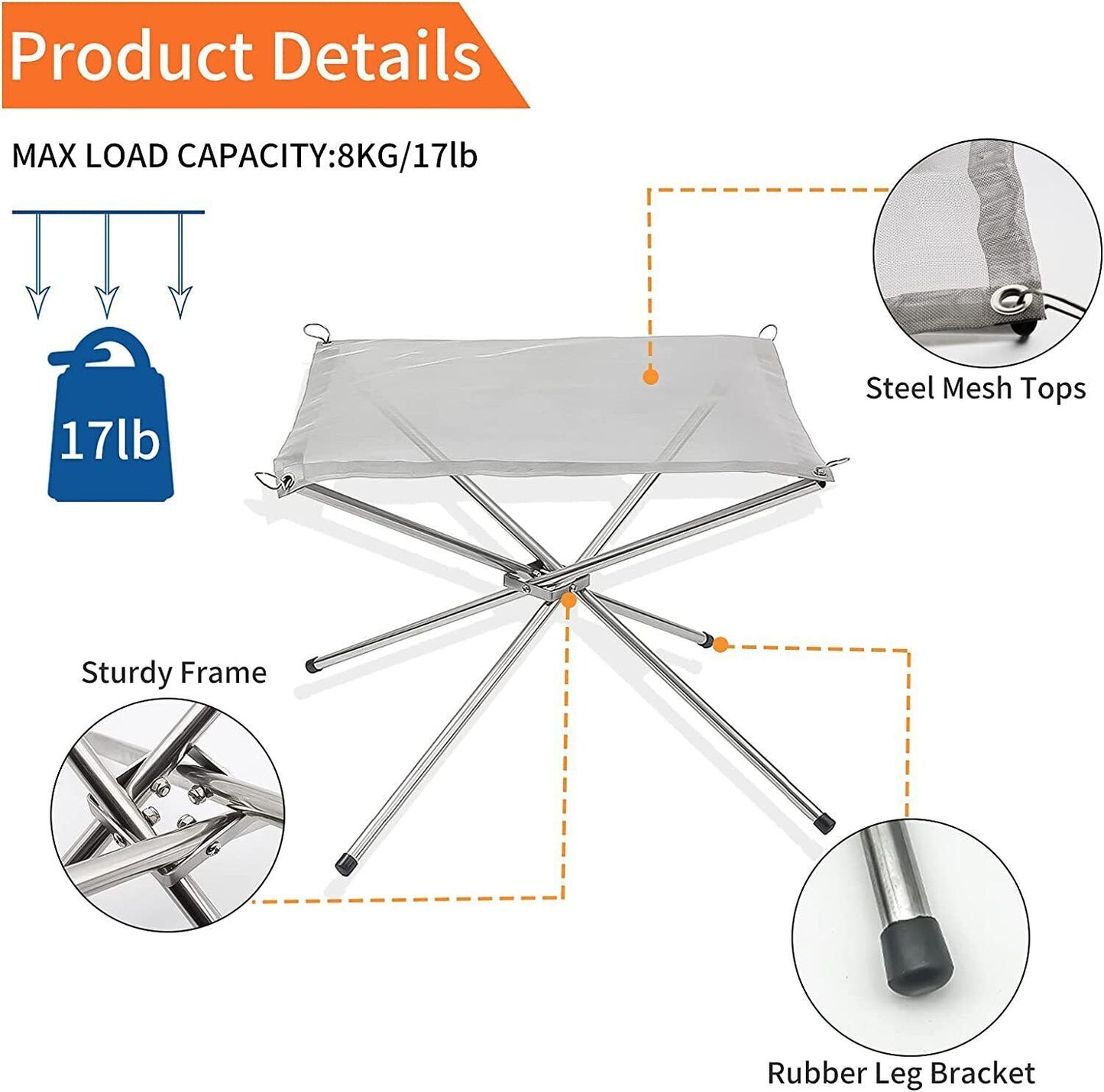 Folding Portable Fire Pit Mesh Fire Pit Bonfire Stand Outdoor Camping Patio UK