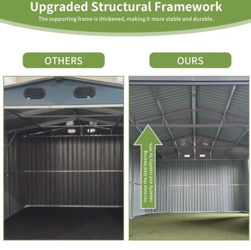 Spacious Outdoor Storage Shed This 13  20FT Outdoor Storage Shed Offers A Generous 250 Square Feet Of Floor Space, Perfect For Storing Trucks, Cars, Large Tools, And Lawn Equipment. With Double Front