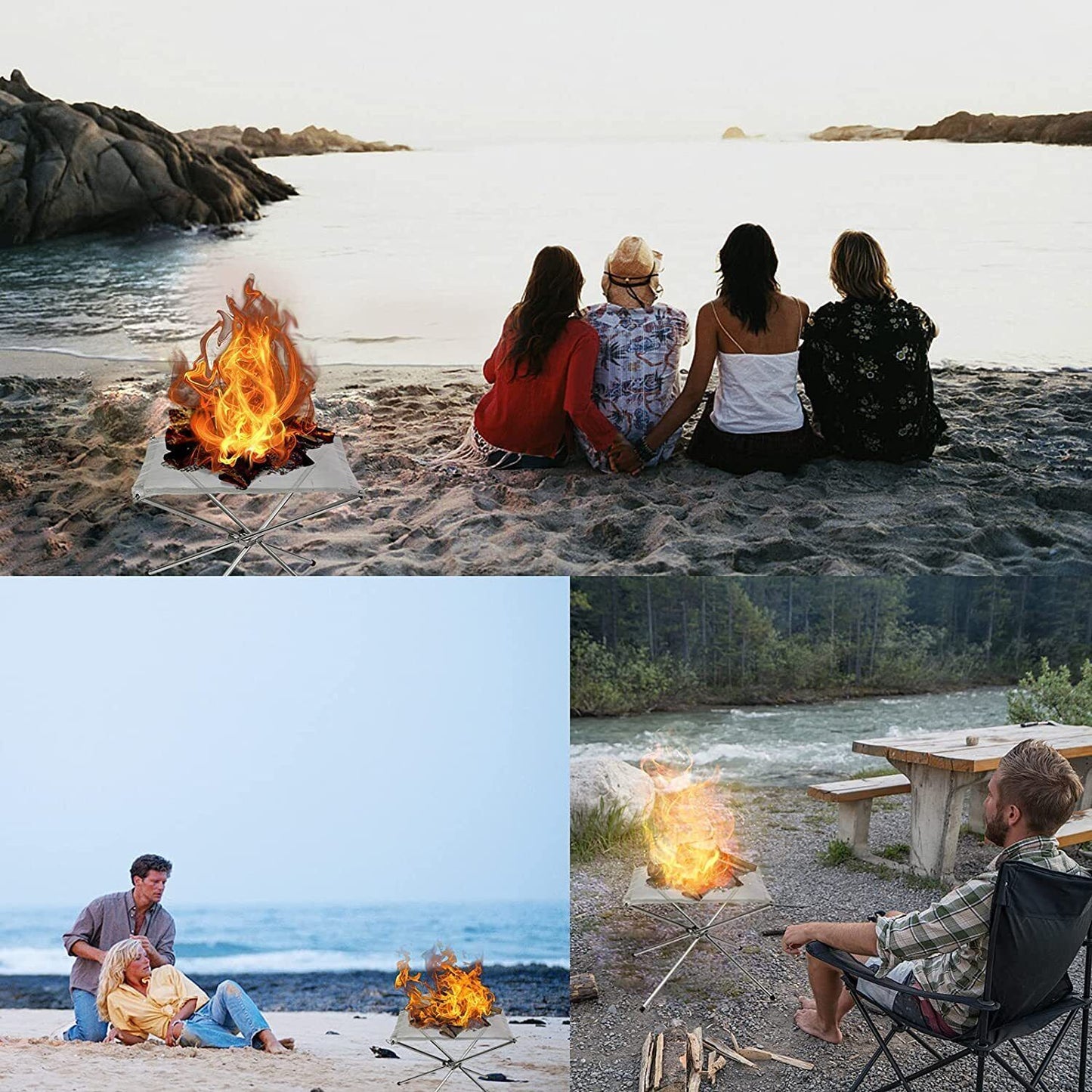 Folding Portable Fire Pit Mesh Fire Pit Bonfire Stand Outdoor Camping Patio UK