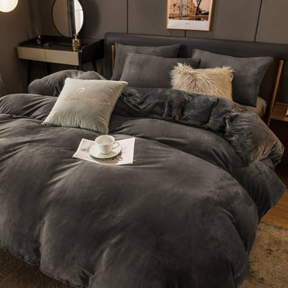 Double Bed Surface Plus Flange Flannel Product Three Thick Bed Sets